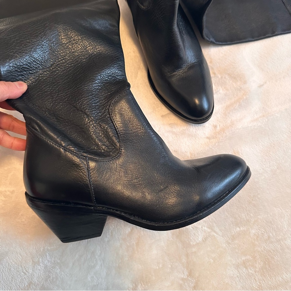 Genuine leather Over the knee western style boots - Picture 4 of 15